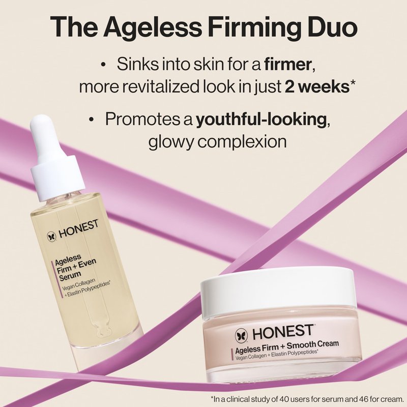Honest Beauty Ageless Firm and Even Serum, Powered by Vegan Collagen Elastin Polypeptides, Firmer-Looking Skin, Fragrance Free, EWG Verified, Cruelty-Free, 1 fl oz
