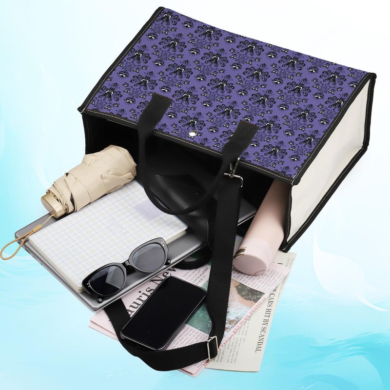 LEVLO Haunted Horror Makeup Bag - Spooky Purple Mansion Gift - Zipper Pouch Bag - Horror Ghost Merch