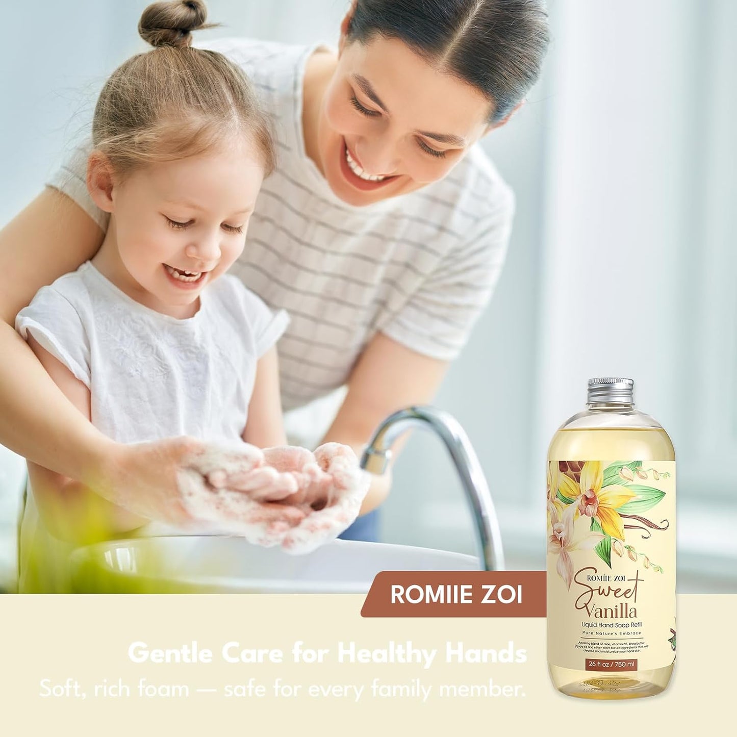 Sweet Vanille Liquid Hand Soap Refill Gift Set – 3 Pack (26 Fl Oz Each), Plant-Based & Biodegradable for Kitchen & Bathroom