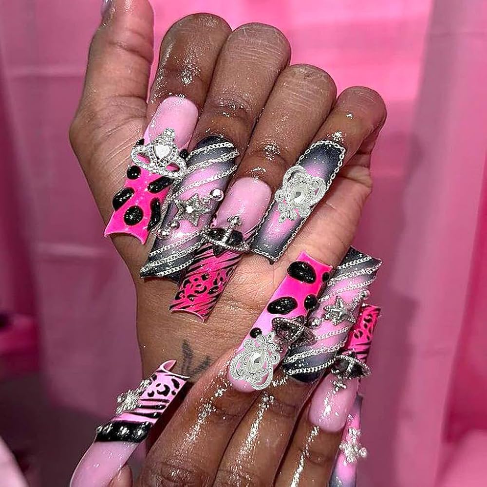 KACHIMOO 128 PCS Silver Nail Charms, Nail Gems Silver Rhinestones for Nails 3D Butterfly, Bow, Star,Crown,Cross,Dollar,Heart Shapes Y2K Accessories Nail Decor (17 Styles)