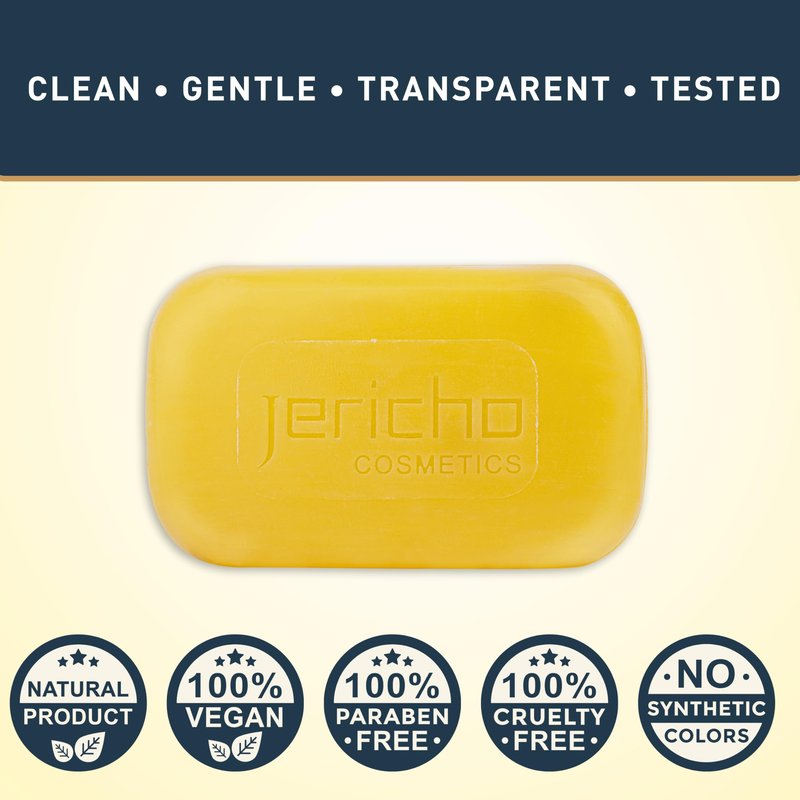 Jericho Dead Sea Sulfur Soap with Olive Oil – Helps with Acne, Psoriasis, Eczema & Blackheads – For Oily to Normal Skin – Vegan Face & Body Bar for Men & Women, 4.4 Oz / 125 g (Pack of 9)
