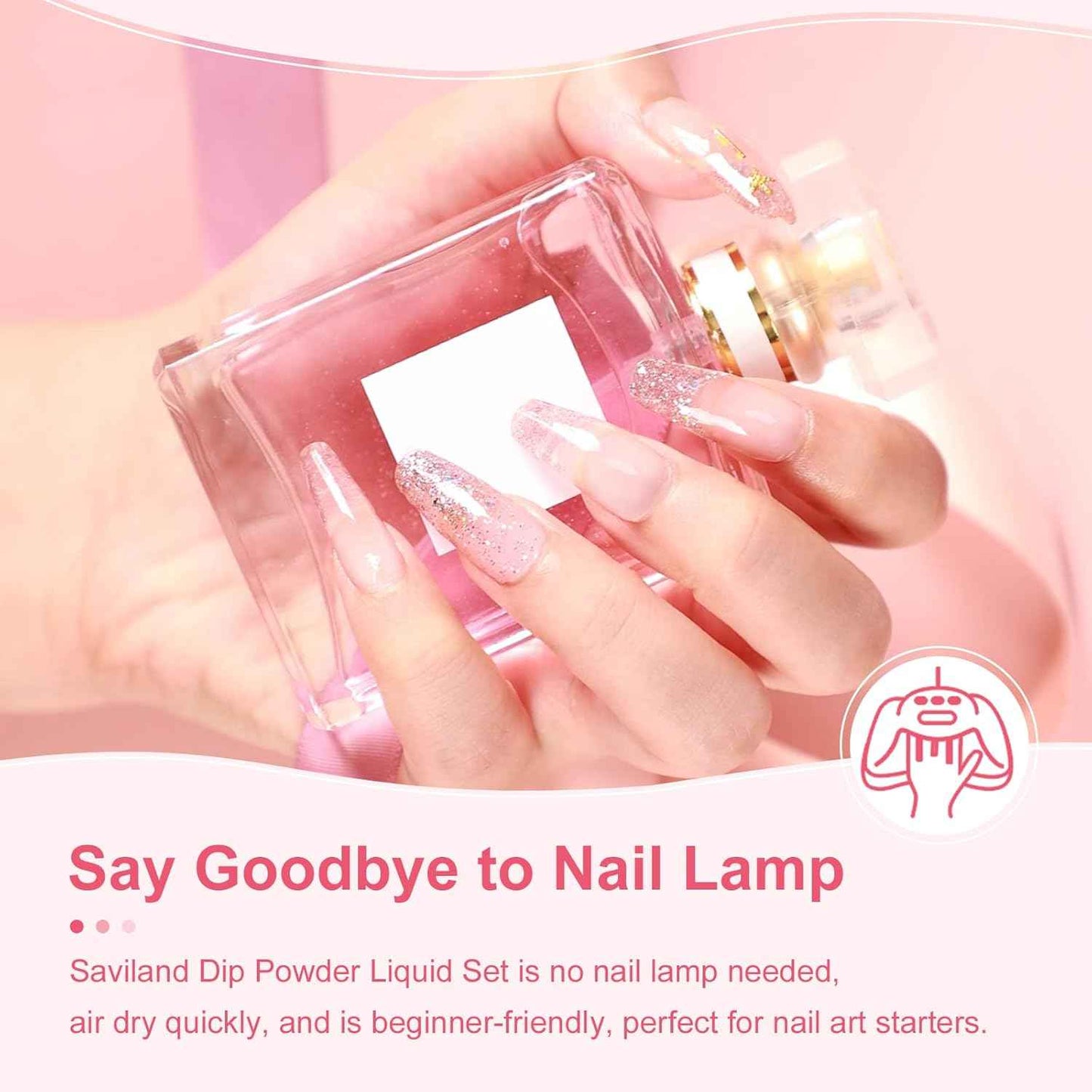 SAVILAND Dip Powder Liquid Set - 10 Pcs Base/Top Coat & Activator for Acrylic Nails