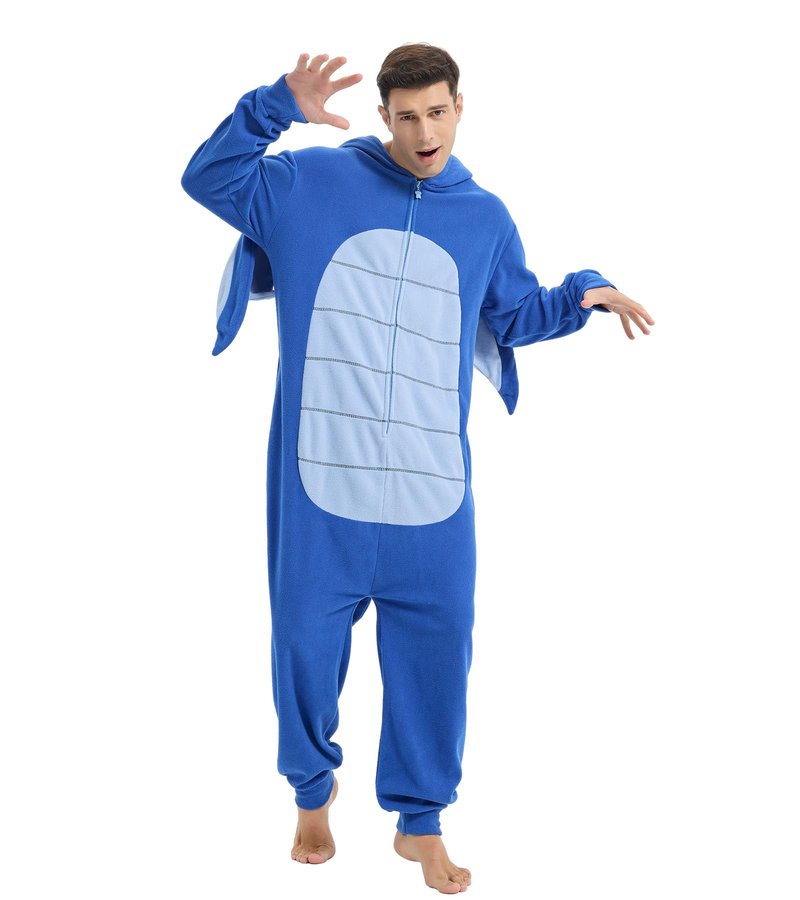 Focupaja Dragon Onesie Adults Animal Cosplay Halloween Pajamas Costumes Jumpsuit One Piece Sleepwear Blue Dragon Black Line M