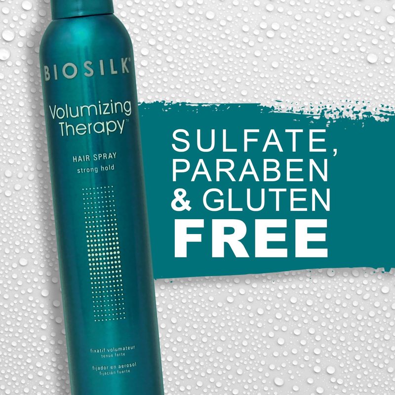 BioSilk Volumizing Therapy Strong Hold Hair Spray, Adds Volume, Strength & Shine, Long-Lasting Style, Silk & Rice Proteins, Sulfate-Free, Paraben-Free, Cruelty-Free, 10 Oz