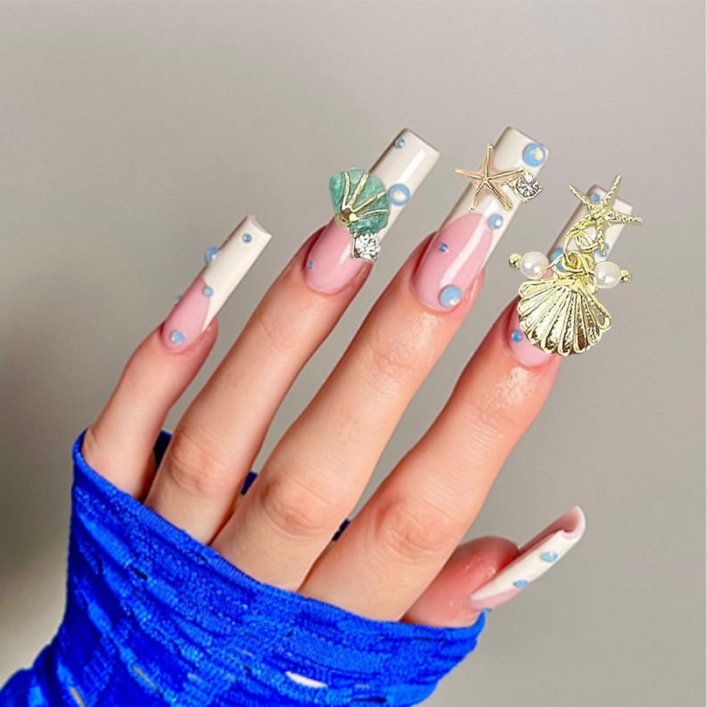 3D Summer Beach Nail Charms - 32PCS Ocean Theme Rhinestones & Shells for DIY Manicure Decor | Perfect for Nail Art Designs