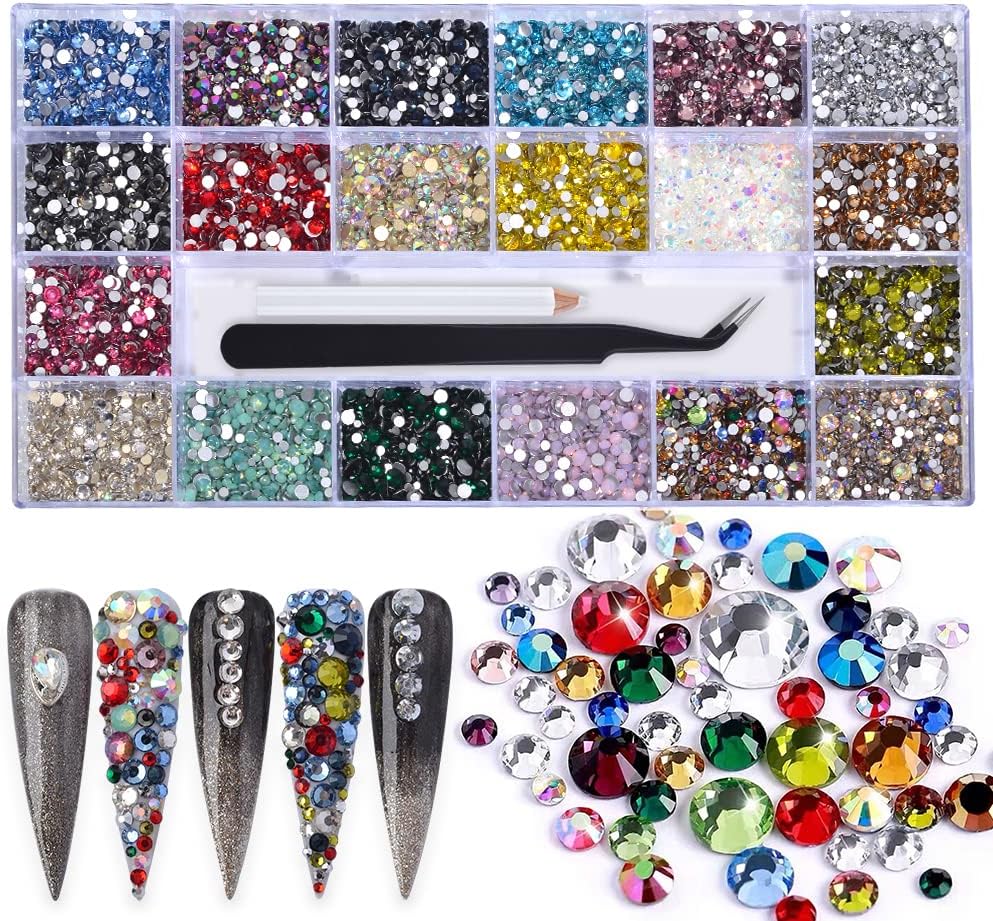 14400 Pcs Multi-Colored Nail Art Rhinestones & Glass Crystals Set with Picker
