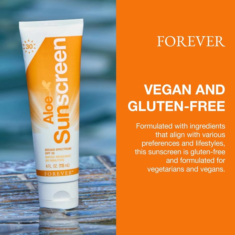Aloe Sunscreen SPF 30 - Water-Resistant Broad Spectrum UVA/UVB Protection with Aloe Vera | 4 fl oz