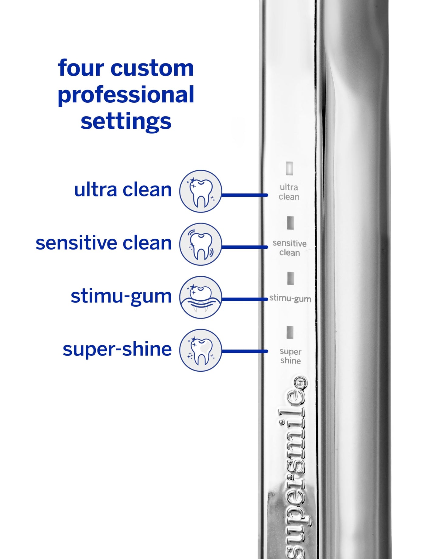 Supersmile Zina45 Deluxe Sonic Pulse Toothbrush, Silver, Rechargeable