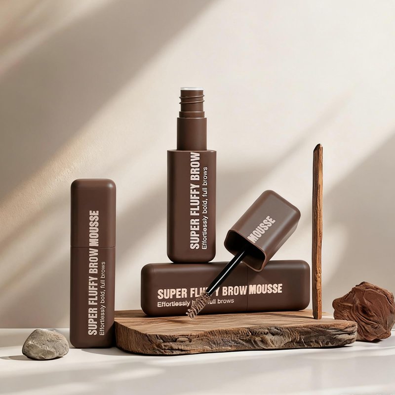 Brow Super Fluff Eyebrow Gel Mousse, Volumizing and Tinted Thickening Eyebrow, Waterproof, Long-Lasting, Easy-to-Use for Soft Full Brows, Black
