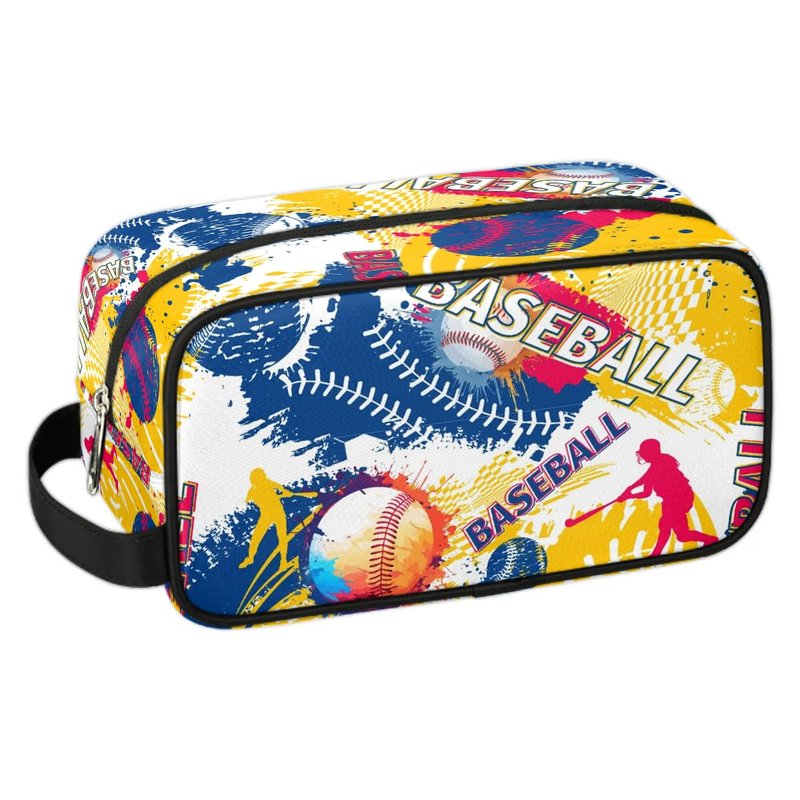 FZDXZJJ Travel Toiletry Bag for Women & Men,Waterproof Lightweight Makeup Cosmetic Bag Organizer with Handle & Zip Pockets Shaving Toiletries Bag for Gym,Beach - Baseball