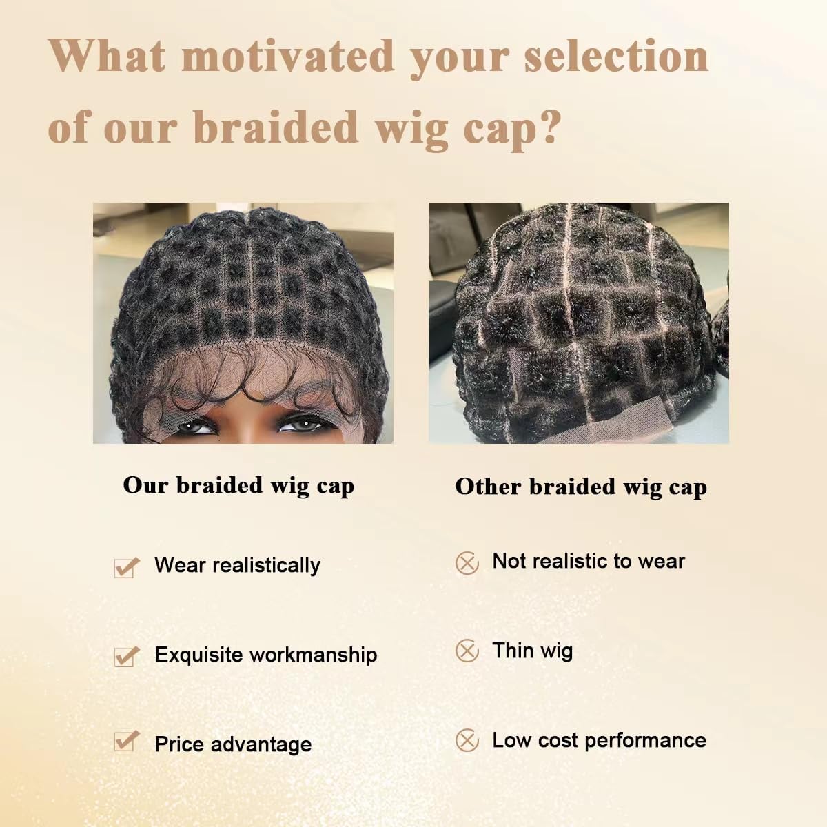 UCABEWEL Double Full Lace Crochet Wig Caps With Natural Knots And Baby Hair Quick For Wig Making, Breathable HD Lace Braided Cap For Crochet Braids, Glueless Hair Net With Bangs (100sections)