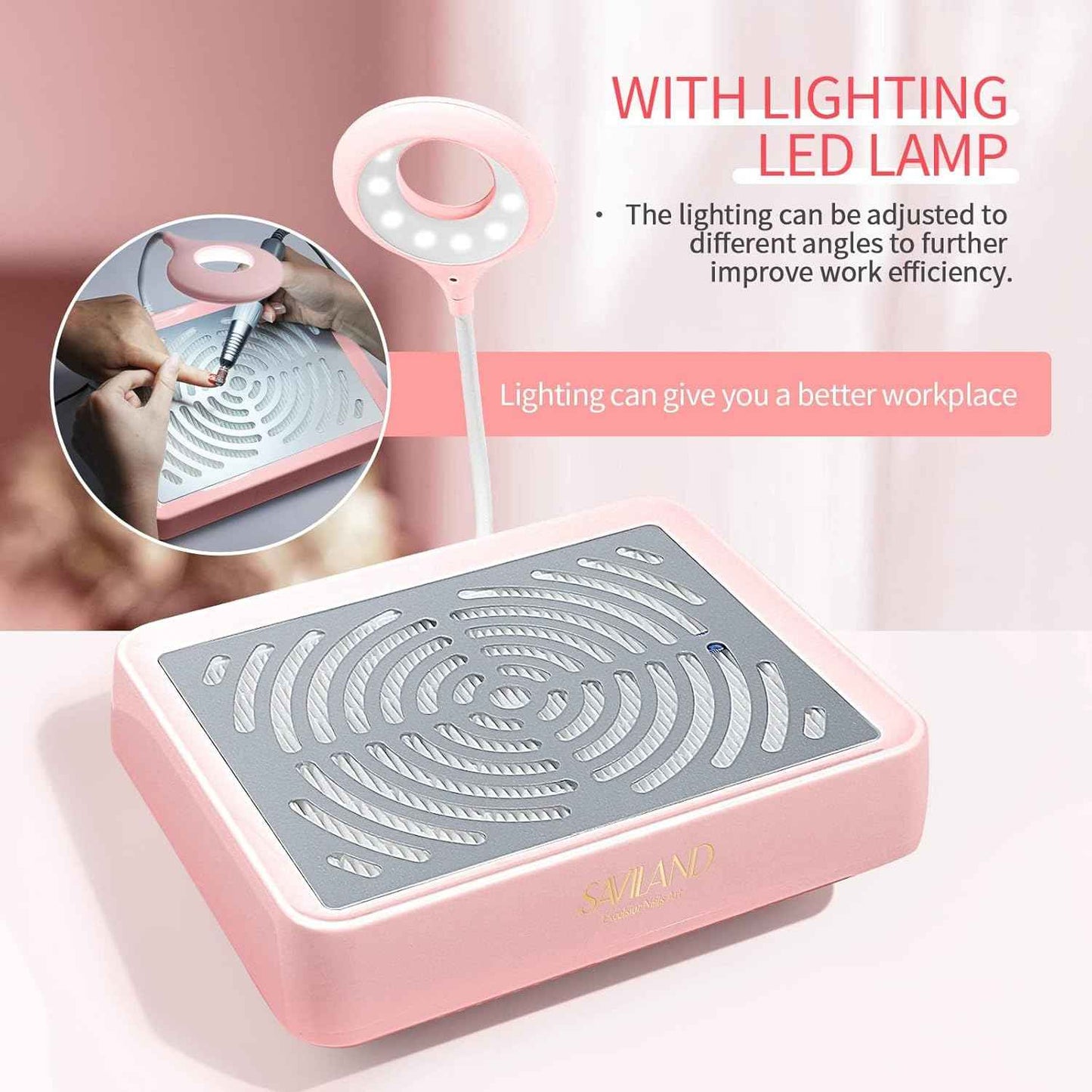 Nail Dust Collector with Lamp & Liquid Latex - SAVILAND Professional Nail Care