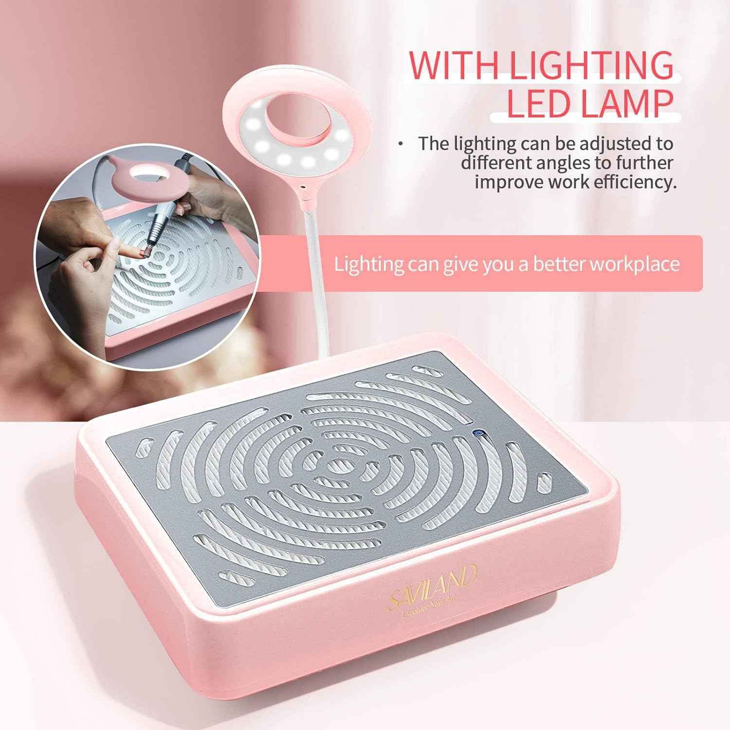 Nail Dust Collector with Lamp & Liquid Latex - SAVILAND Professional Nail Care