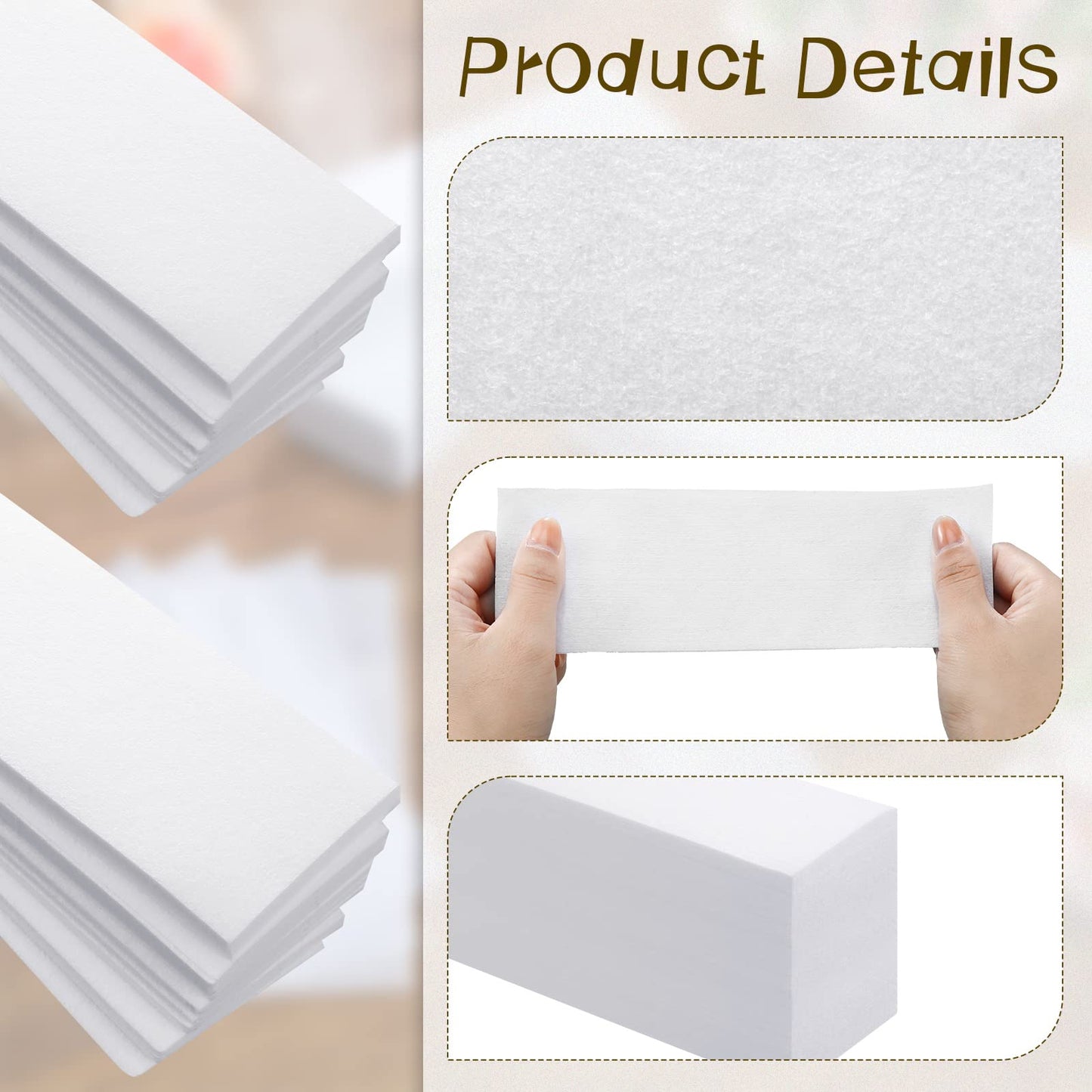 2000 Pcs 3'' x 8'' Non Woven Wax Strips for Hair Removal, Large Body and Facial Wax Strips Epilating Cloth for Leg Beauty Women Men Arms, White