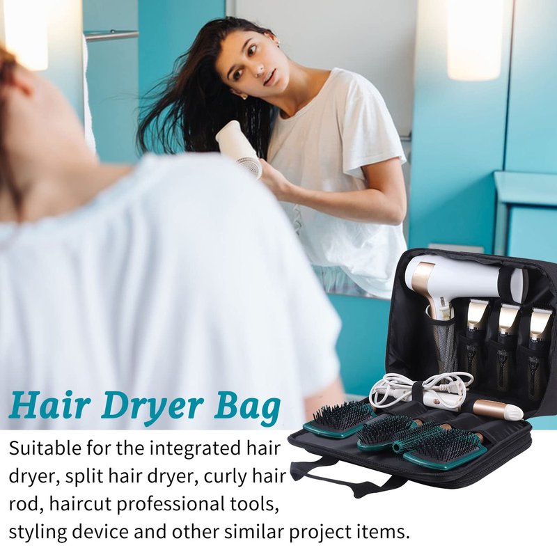 Barber Hairdryer Carrying Case - Hairstylist Travel Bag with Storage for Blow Dryer & Salon Equipment