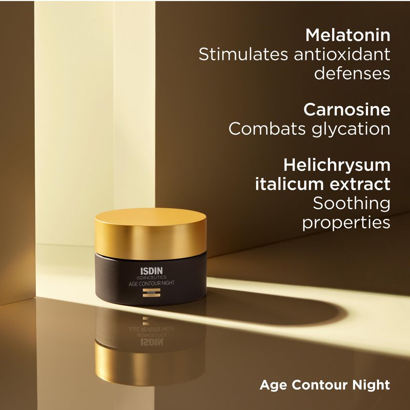 ISDIN Isdinceutics Age Contour Night, Face and Neck Cream with Melatonin and Peptides, 1.8 Oz