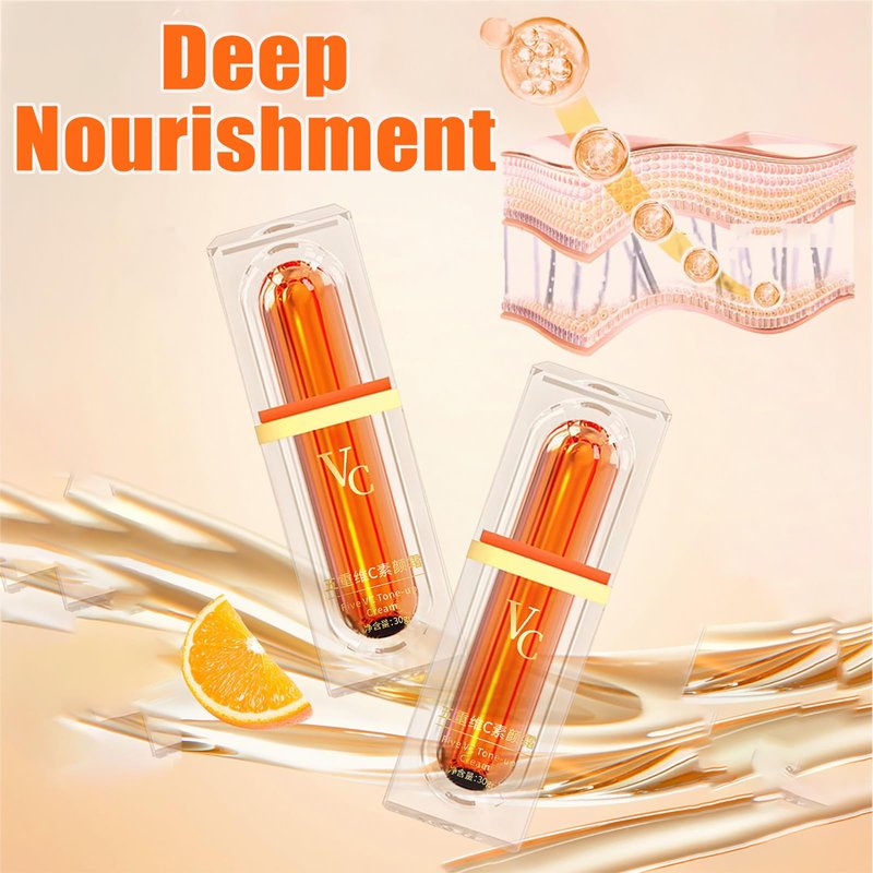 XIRUJNFD Vitamin C Makeup Tone Up Cream, Five Vitamin C Tone-Up Cream, Multi 4-In-1 Face, Concealer, Face Primer and Makeup (3)