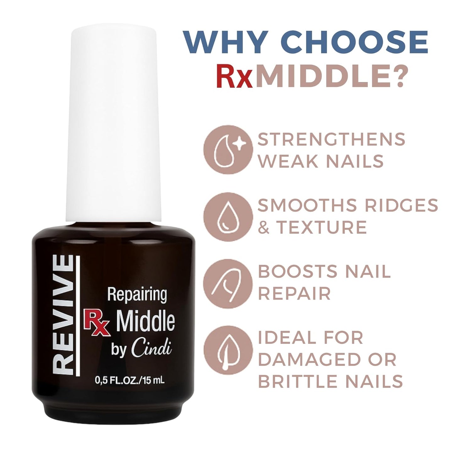 2-Pack Nail Strengthening Treatment – Repairing Middle Coat Duo for Damaged Nails – 7-Free & Non-Toxic, Safe for Kids