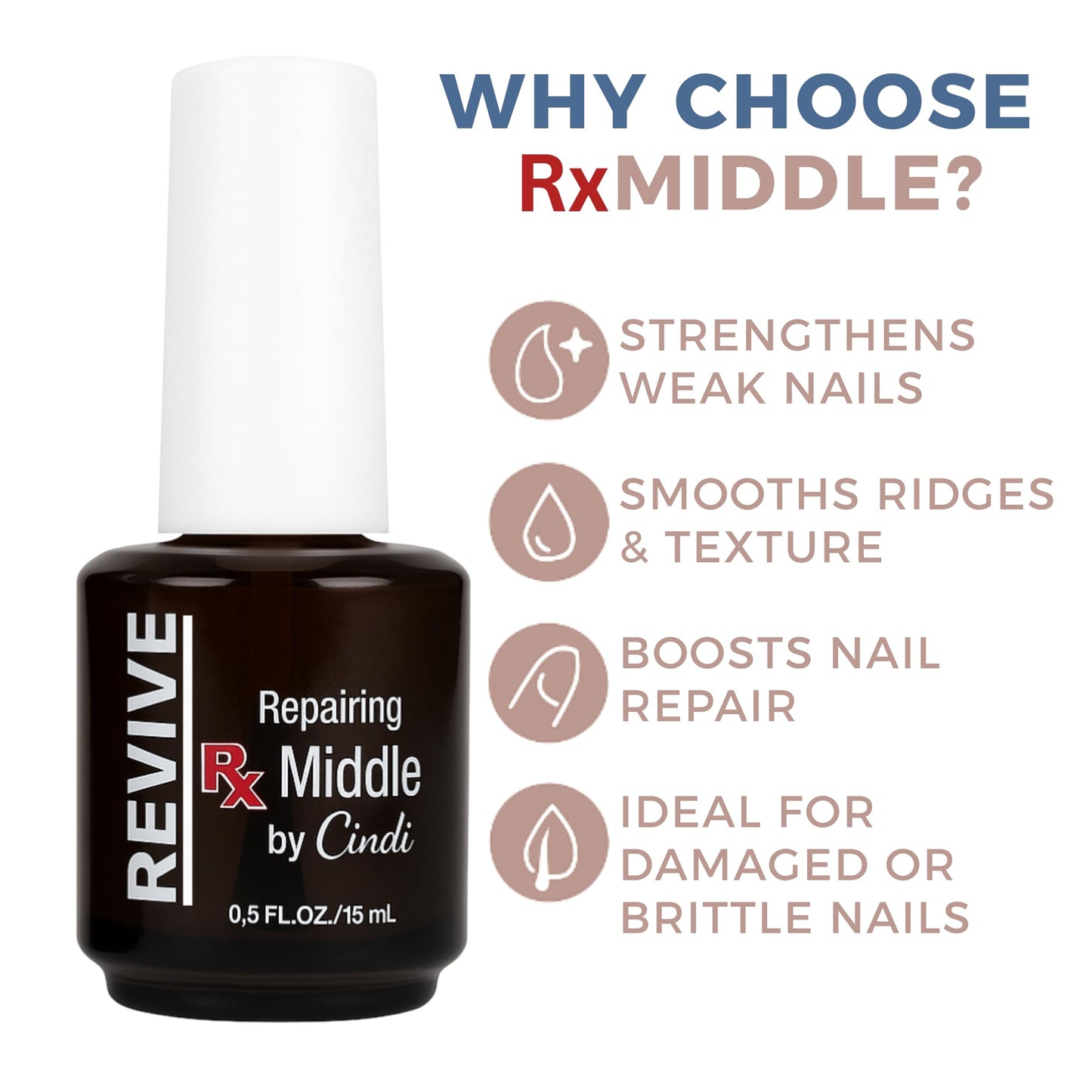 Cindi Nails Repairing Middle Coat Duo – 2 Pack Nail Strengthening Treatment – Restores and Rebuilds Damaged Nails – 7-Free, Non-Toxic, Safe for Kids and Cancer Patients