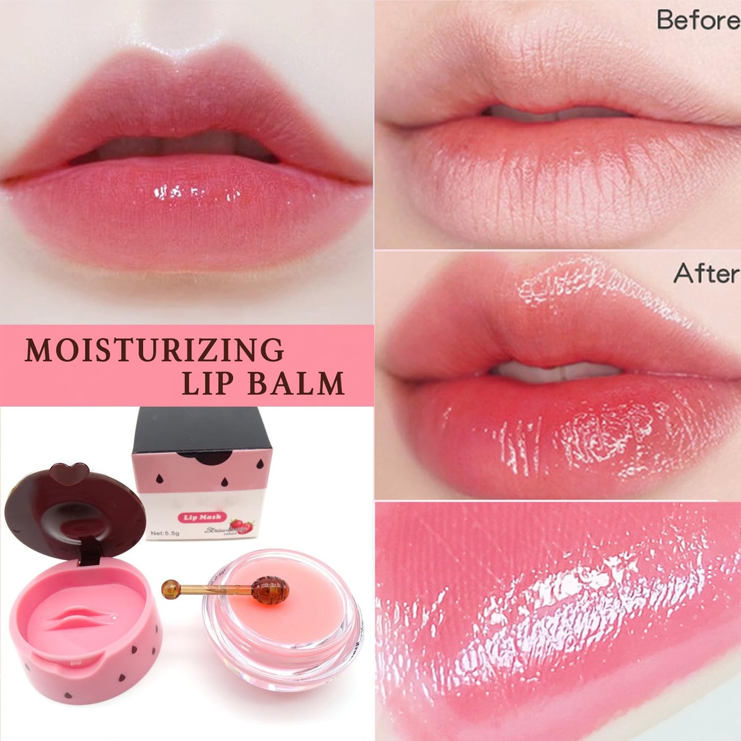 9 PCS Bee Lip Balm Honey Pot, Honey Lip Balm Bulk, Moisturising Sleep Lip Mask Overnight, Exfoliating Prevention Dry and Crack Lip Scrubs,Reduce Lip Lines, Wedding Gifts,Bulk Gifts