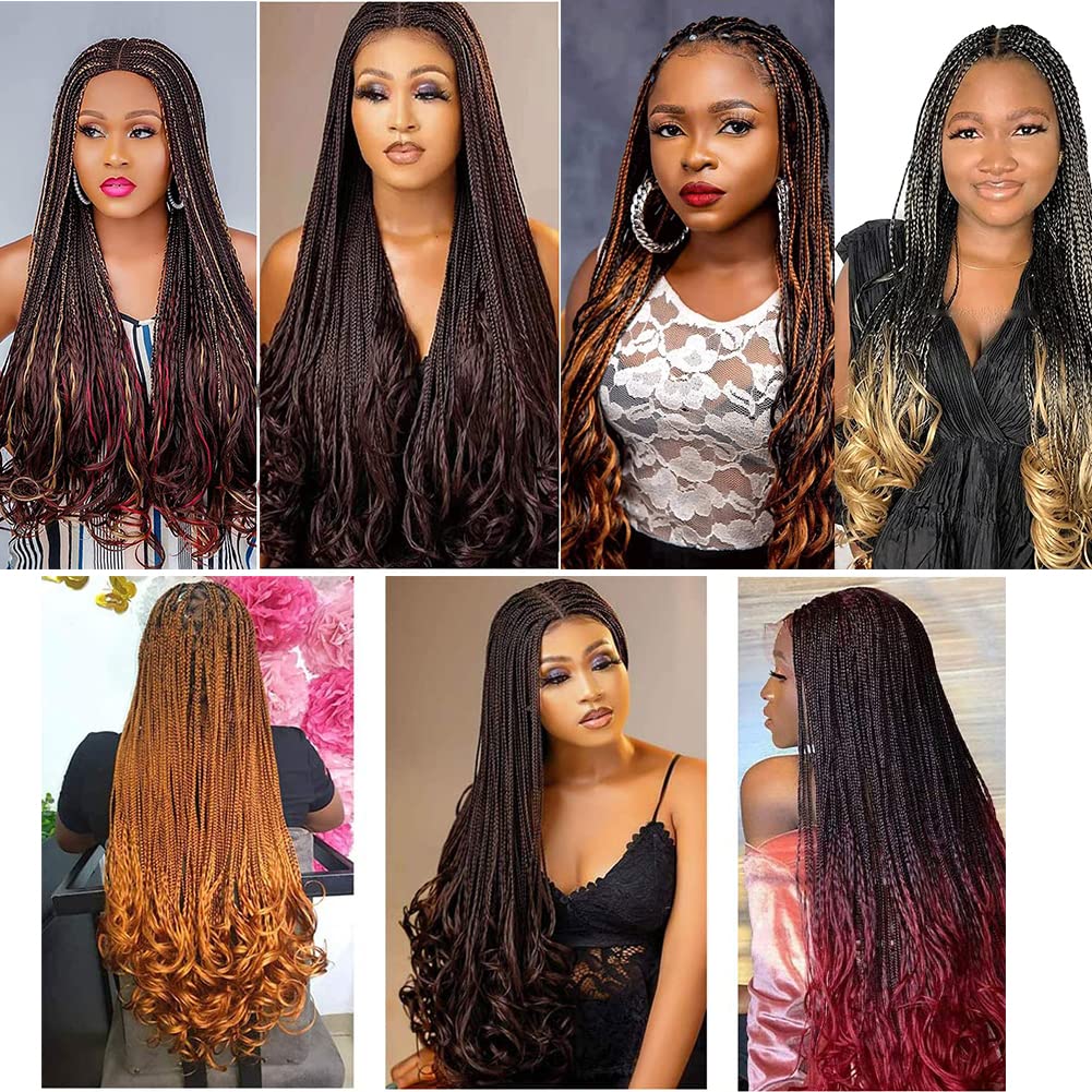 Lanseek French Curly Braiding Hair 24 Inch 8 Packs Pre Stretched French Curl Braiding Hair for Black Women 75g/pcs Loose Wave Braiding Hair Extensions (24 Inch (Pack of 8), 27/613)