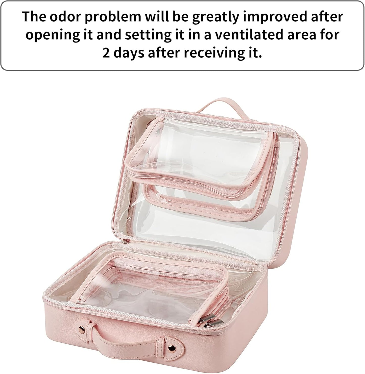 TSA Approved Clear Toiletry Bag - Waterproof Travel Makeup Organizer for Women | Large Pink Cosmetic Bag