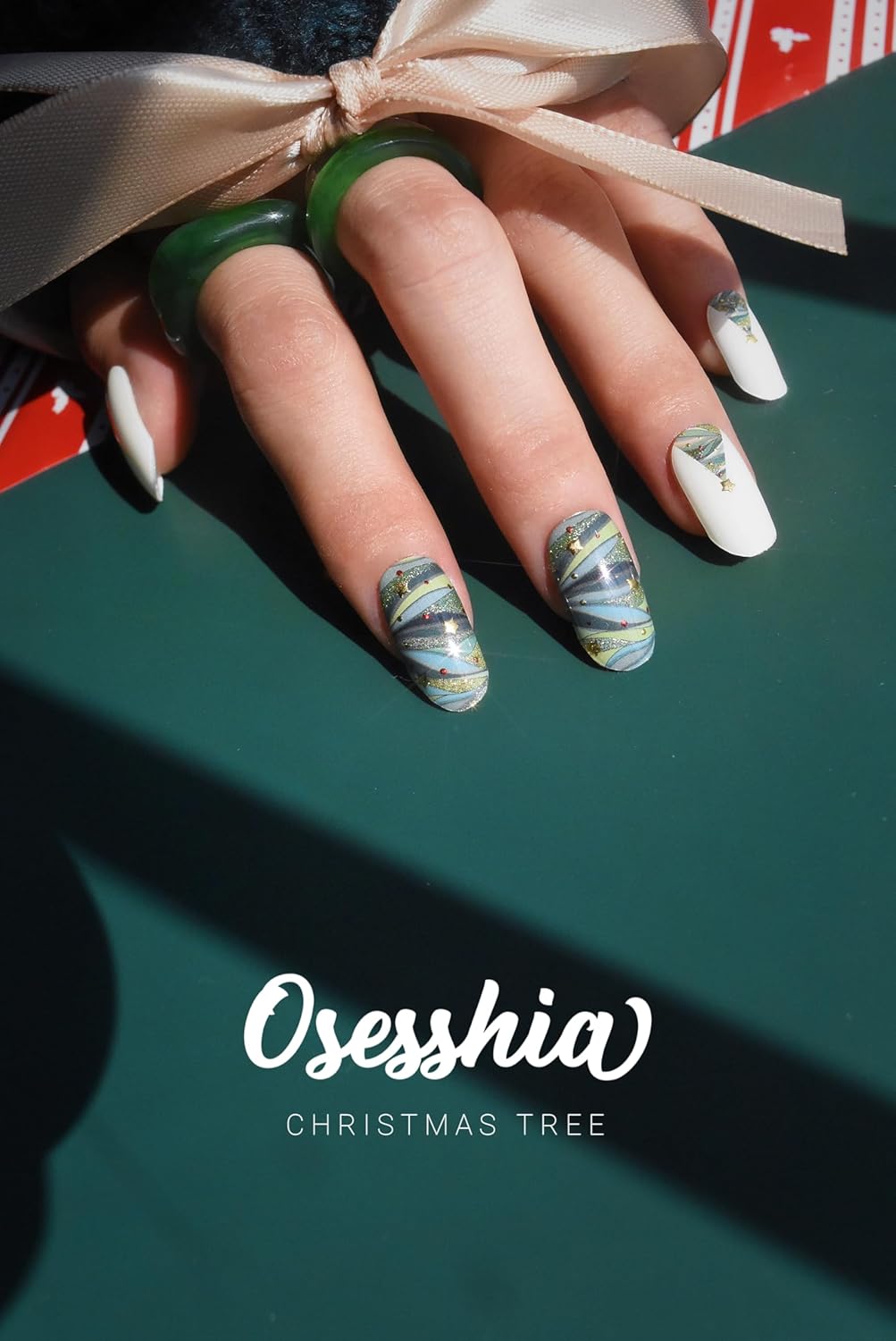 Semi Cured Gel Nail Strip Starter Kit - 60 Nail Stickers, UV Lamp & Tools for Salon Quality Christmas Nails