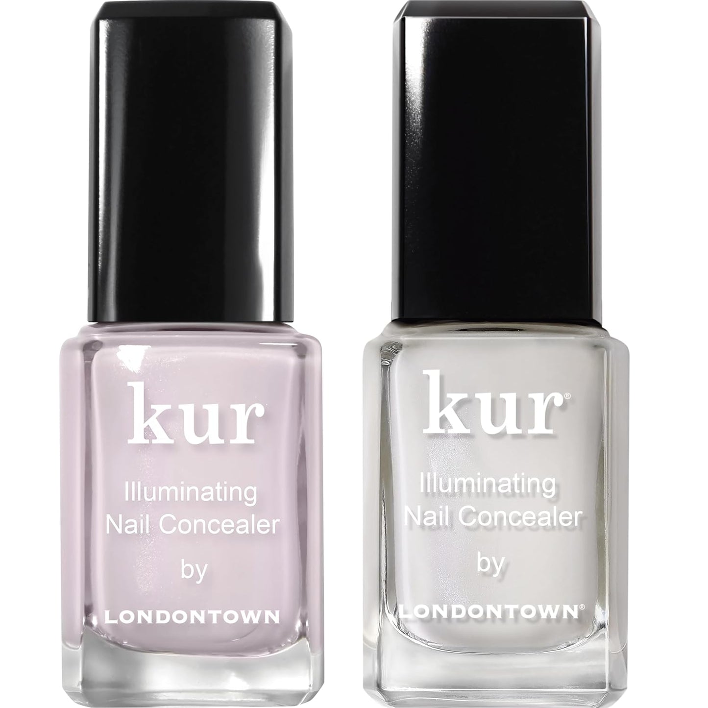 LONDONTOWN Illuminating Nail Concealer Bundle - Sheer Pink & Milky White Polish for Discolored Nails, Long-Lasting Brightening Lacquer, 0.40fl oz