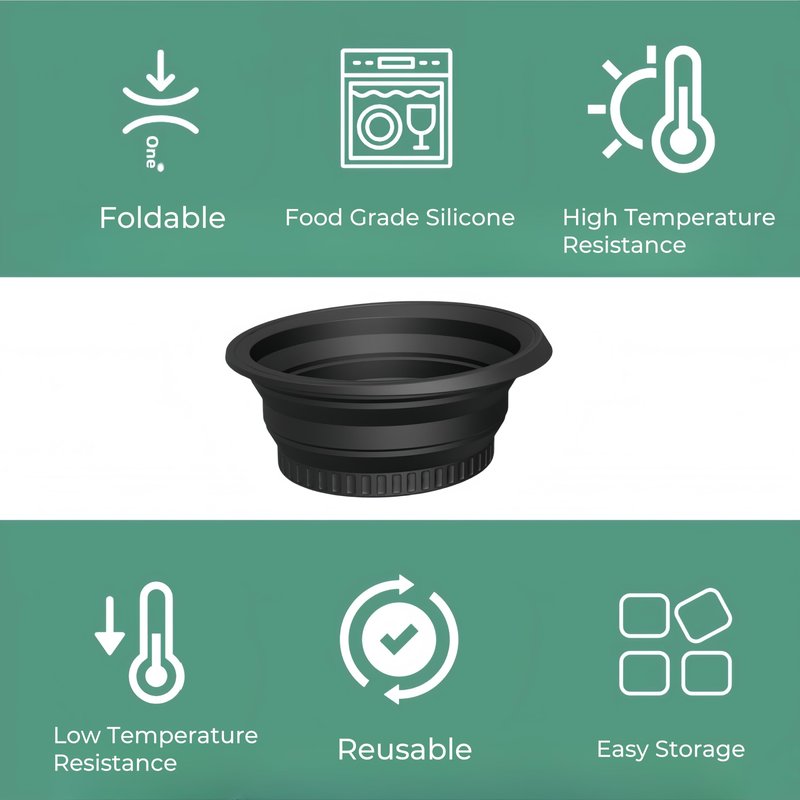 Portable Ice Bath Bowl for Face - Collapsible Silicone Bowl with Built-In Ice Tray for Acne Relief, Pore Minimizing & Glowing Skin | Cold Therapy for Home, Travel & Parties (Black)