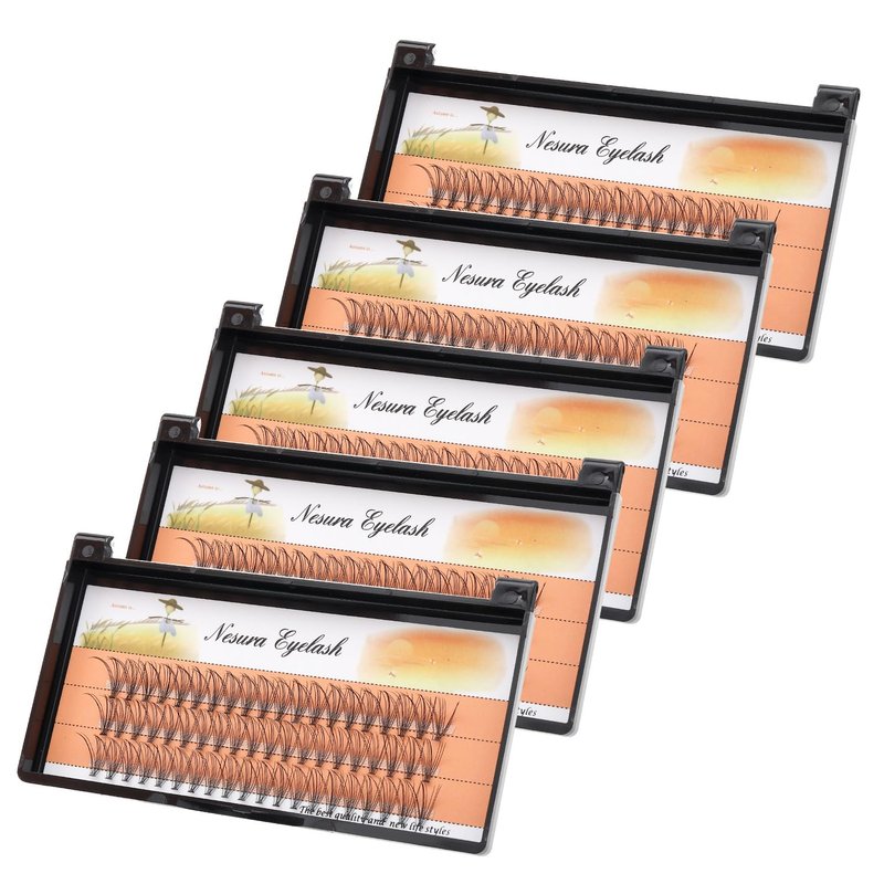 BODERMINCER 10 Root 60pcs 8-10-12-14-16mm Mixed Black Handmade False Eyelashes Natural Long Individual Eyelashes Extension Fake Lashes Makeup Beauty Cosmetic (5 PACKS-11MM)