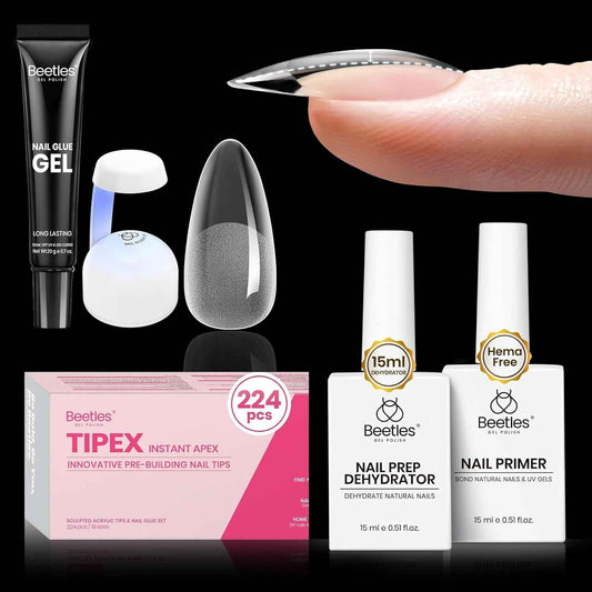 Beetles Gel Nail Kit - Medium Almond Shape with 15ml Dehydrator & Primer