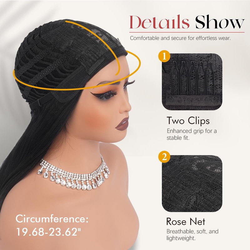 SOFEIYAN Black Wigs with Bangs 16 Inch Long Straight Layered Wig Natural Looking Soft Heat Resistant Synthetic Medium Length Hair Wigs for Women Daily Party Use