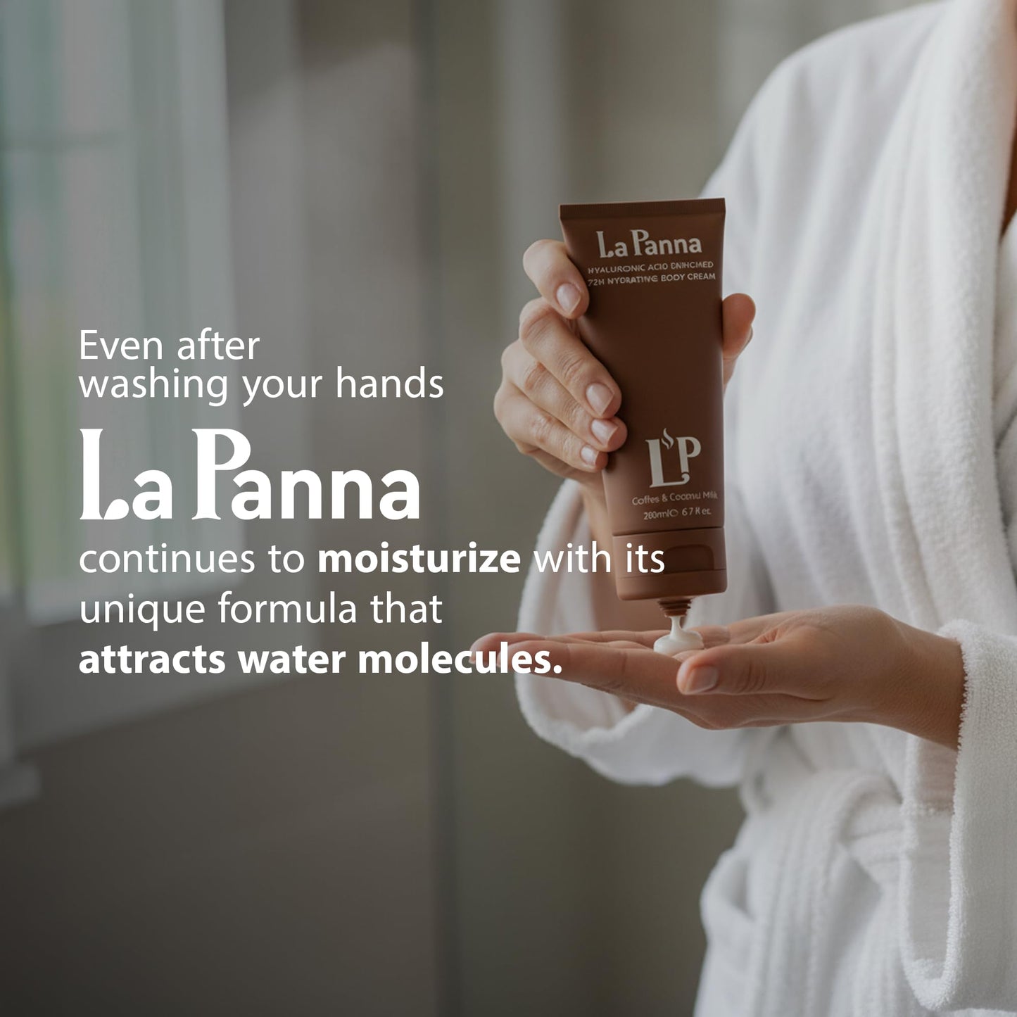 La Panna Coffee & Coconut Milk Hydrating Body Cream with Vitamin E – Rich Moisturizer, Fast Absorbing, Non-Greasy Velvet Glow Lotion - Nourishing Vegan & Cruelty-Free Skin Care, 6.7 fl oz