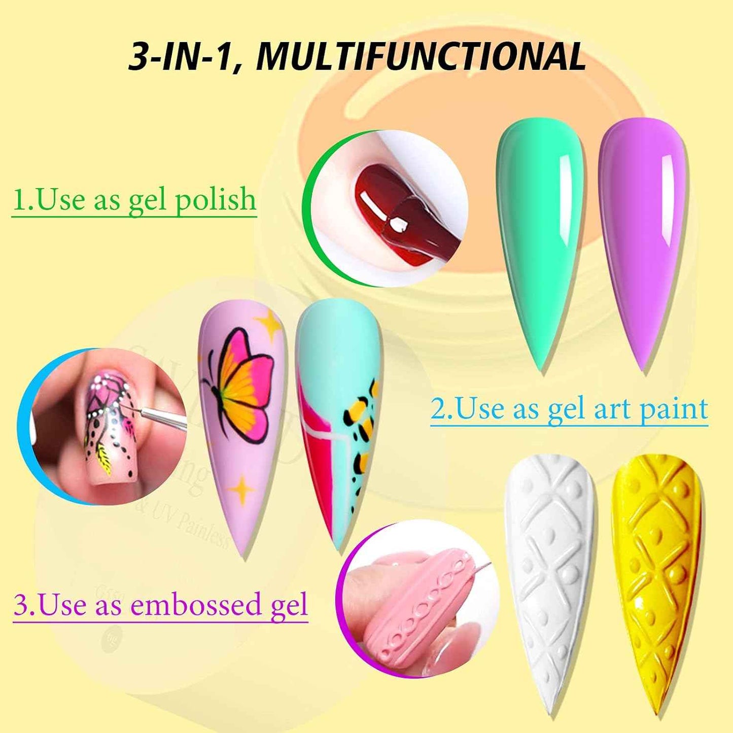 SAVILAND 12 Quick-Dry Nail Art Pens & Gel Paint Kit – 48 Colors, 15 Brushes for DIY Manicure