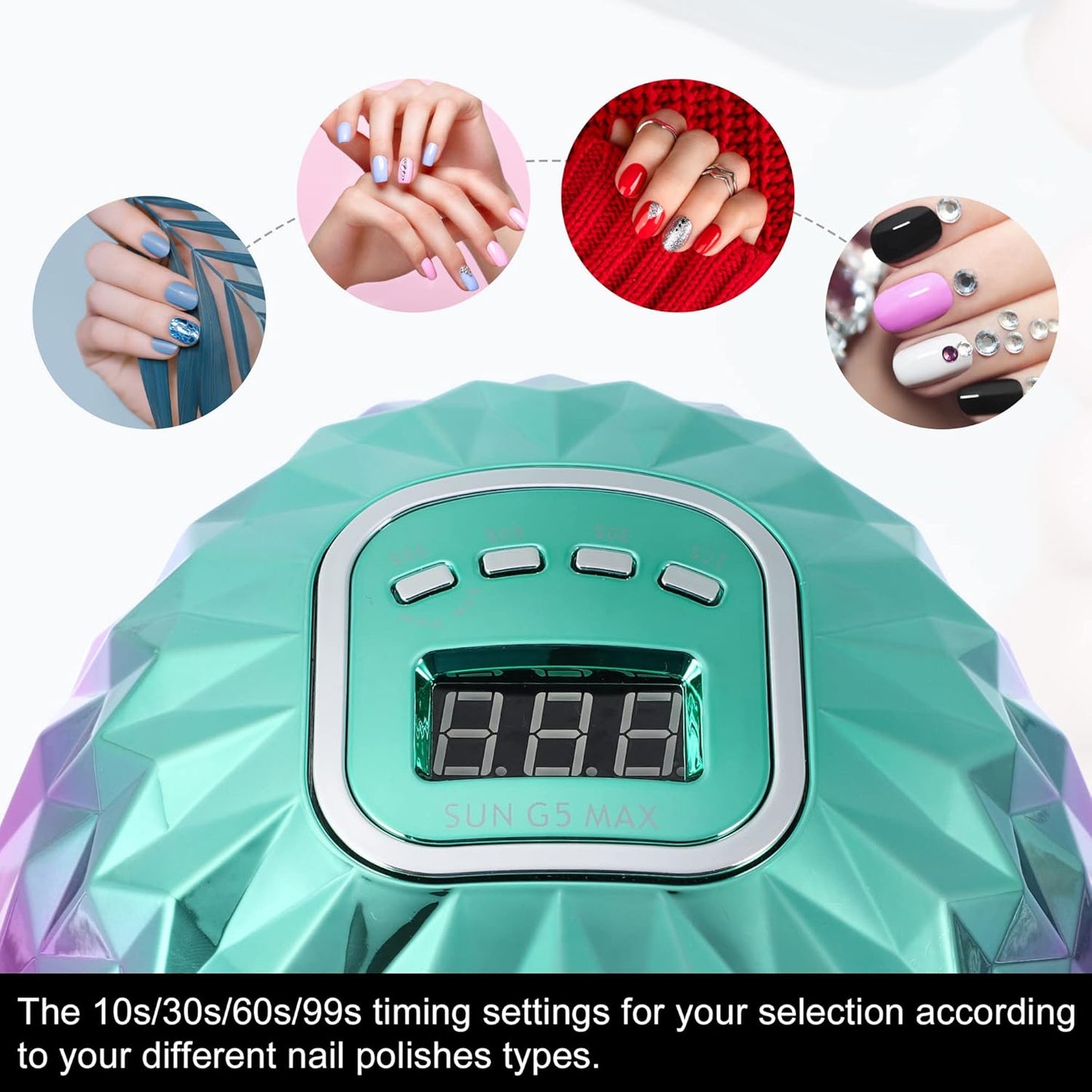 200W Portable UV-LED Nail Lamp with Sensor & 4 Timers - Fast Curing Gel Dryer