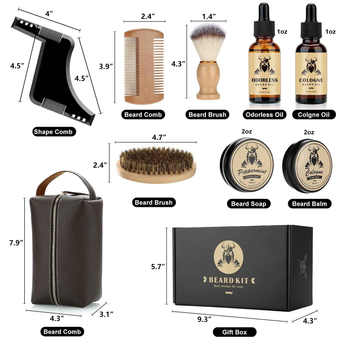 Beard Care Kit Gifts for Men, 9 Pcs Beard Grooming Kit, Beard Club Kit is a Unique Men's Gifts for Dad Husband Boyfriend, Father's Day Anniversary Birthday Wedding Christmas Gift Ideas for Him Boss