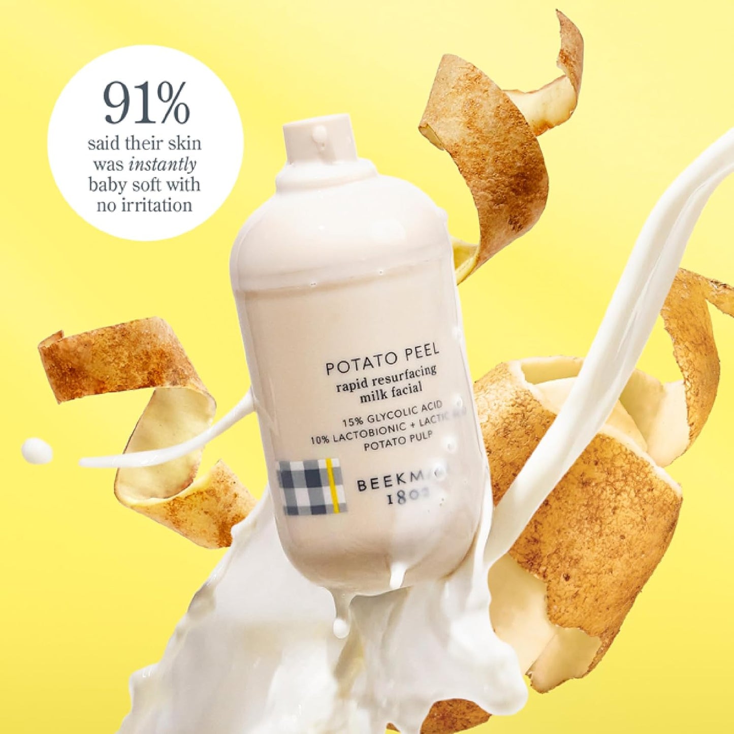 Beekman 1802 Potato Peel Facial Milk - Fragrance-Free At-Home Peel | 1.69 fl oz - Reduces Fine Lines & Dark Spots