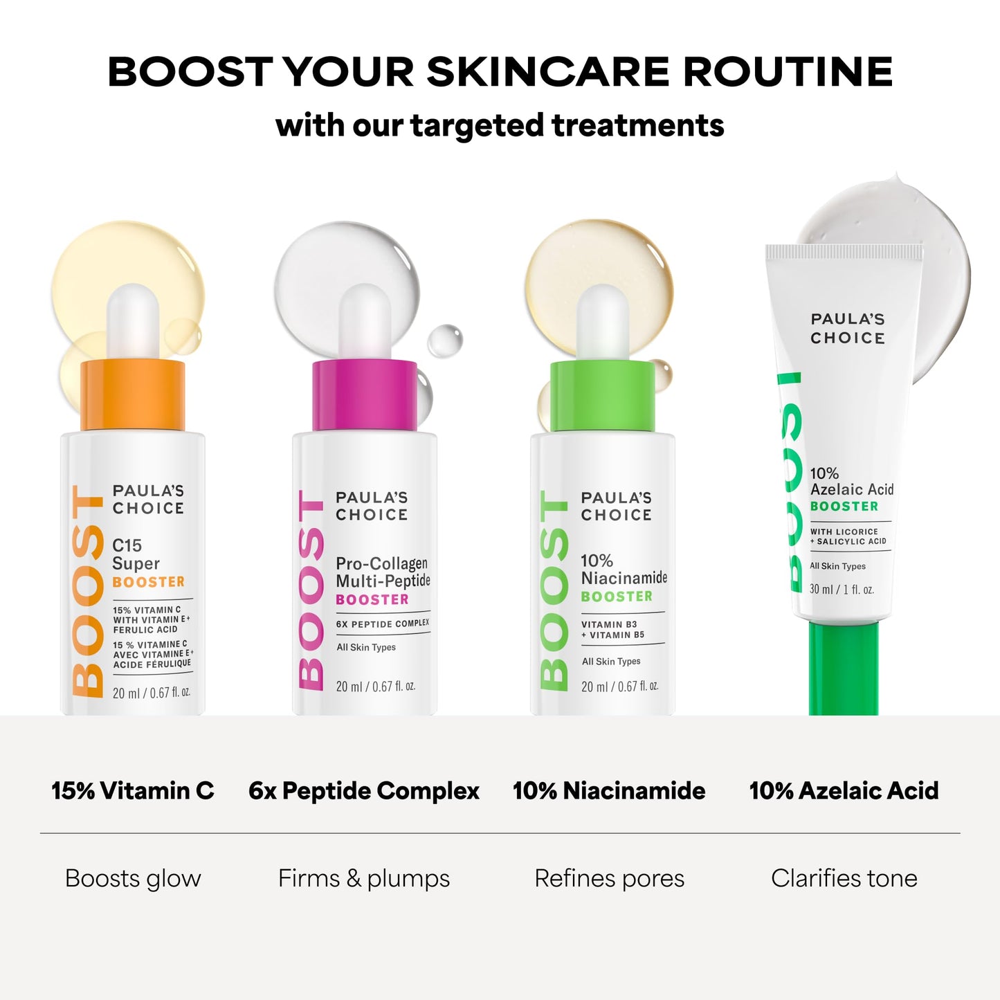 Paula’s Choice Pro-Collagen Multi-Peptide Booster Face Serum for Wrinkles, Serum for Face Supports Collagen Production with Plumping Hyaluronic Acid & Amino Acids, Fragrance-Free, 0.67oz