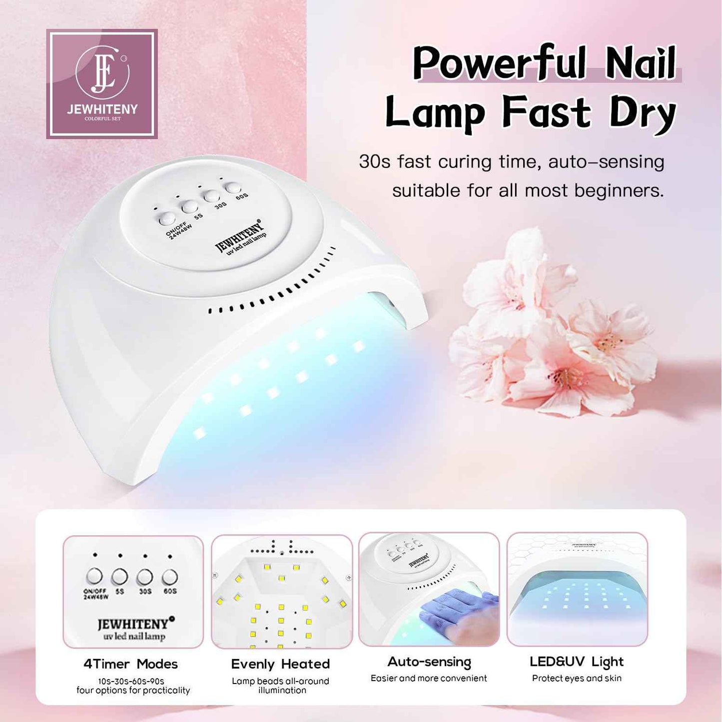 27-Color Gel Nail Polish Kit with UV LED Lamp & 10ML Nail Remover – JEWHITENY