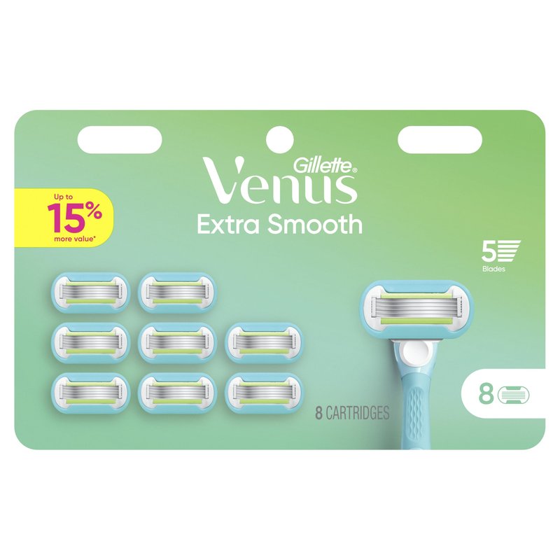 Gillette Venus Extra Smooth Women’s Razor Blades, 5-Bladed Razor Refills, 8 Count