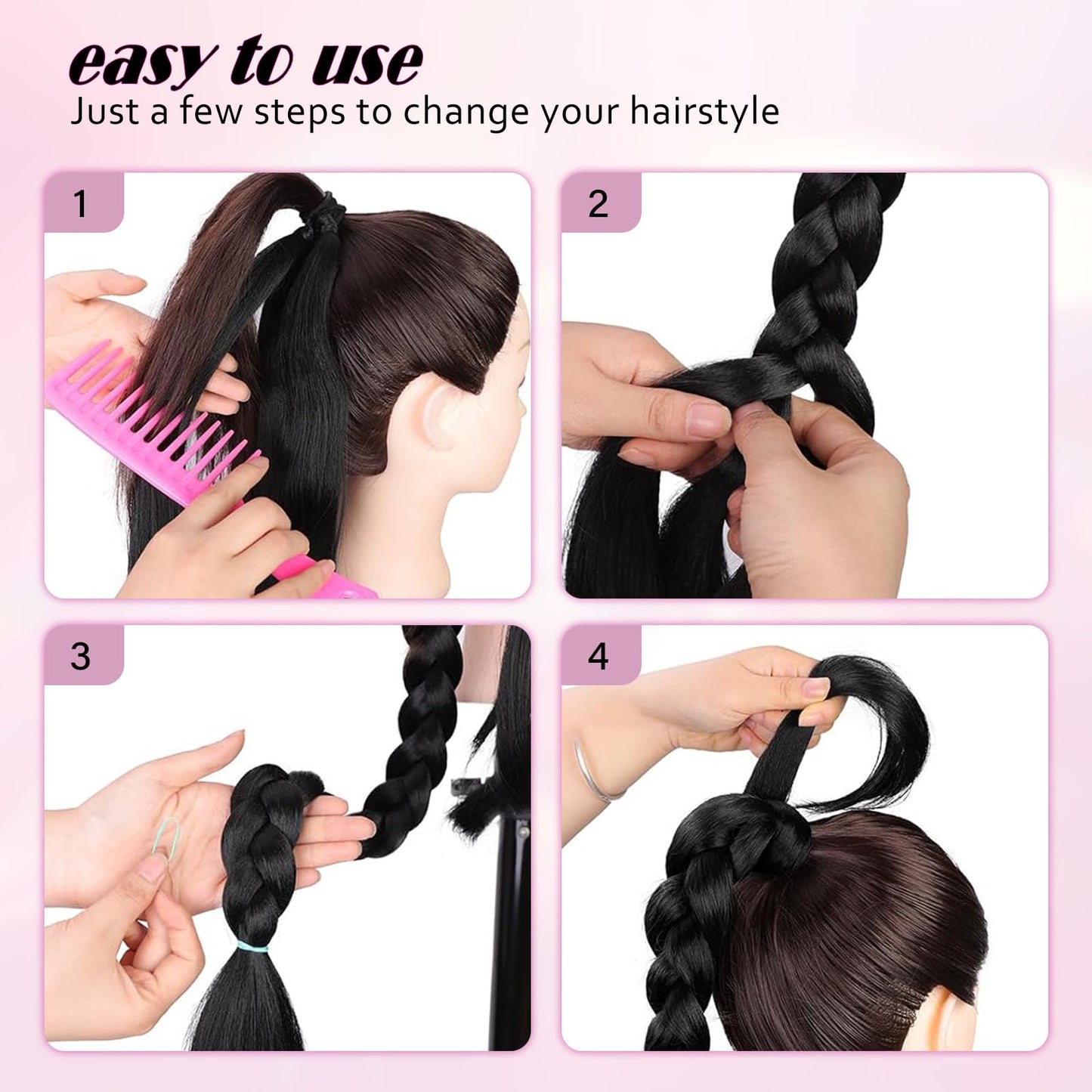 Generic 2PCS Long Braid Ponytail Extension, 34 Inches