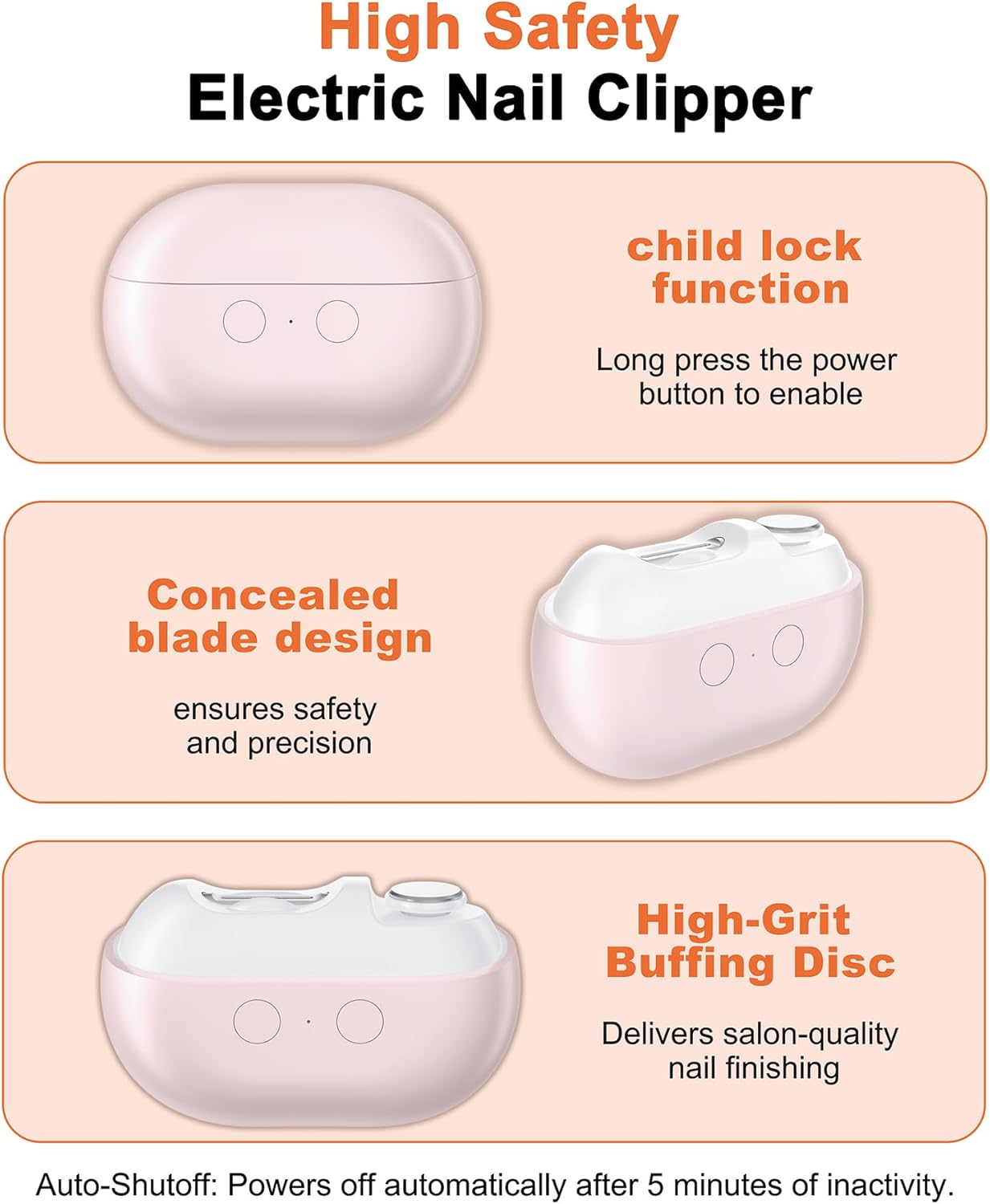2-in-1 Electric Nail Clipper & Trimmer with LED Light - Dual Speed for All Ages (M8-Pink)