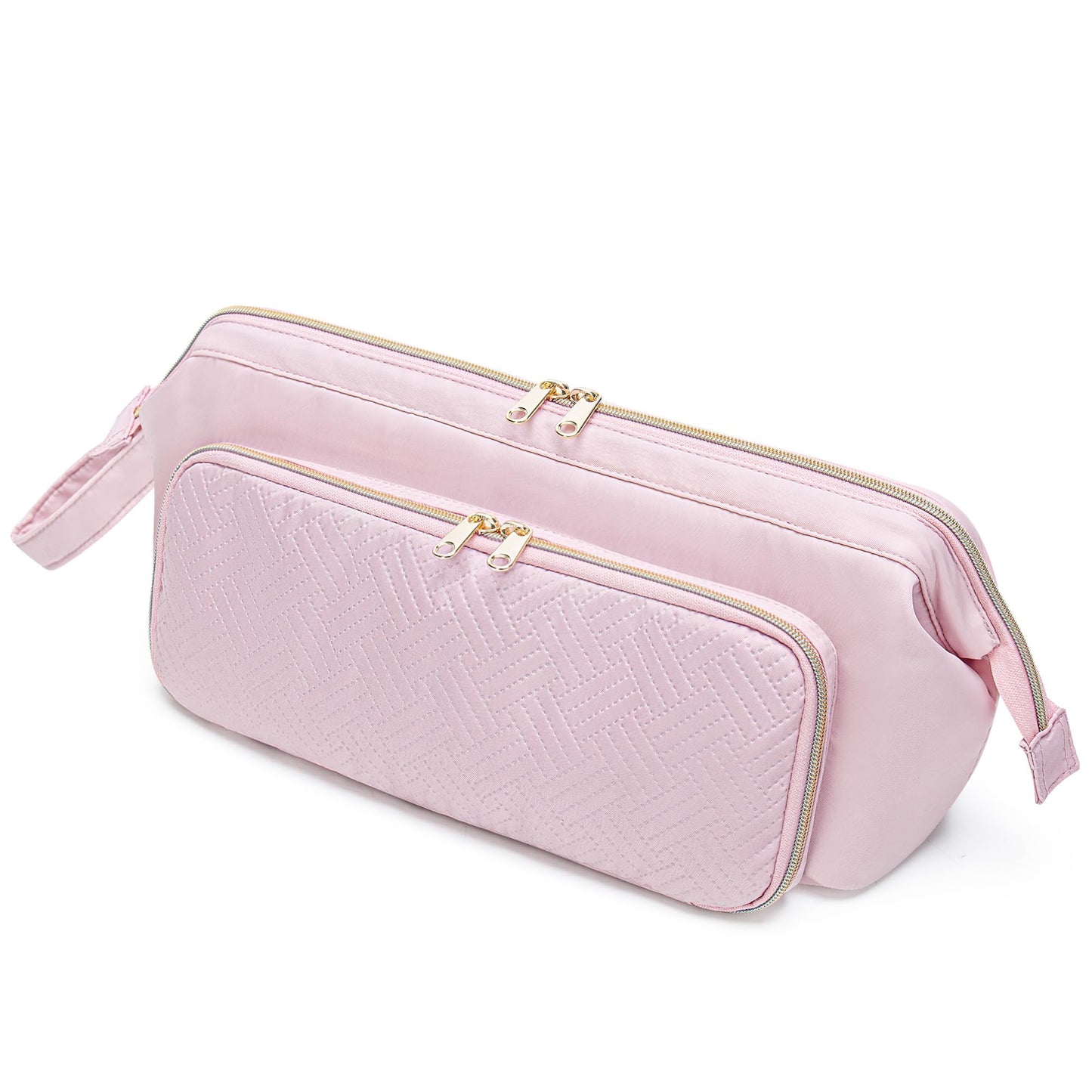 Fasrom Hair Tools Travel Bag with Heat Resistant Mat for Flat Iron, Curling Iron and Hair Straightener, 2 in 1 Hair Dryer Travel Case to Organize Hair Styling Tools, Pink (Patent Design)