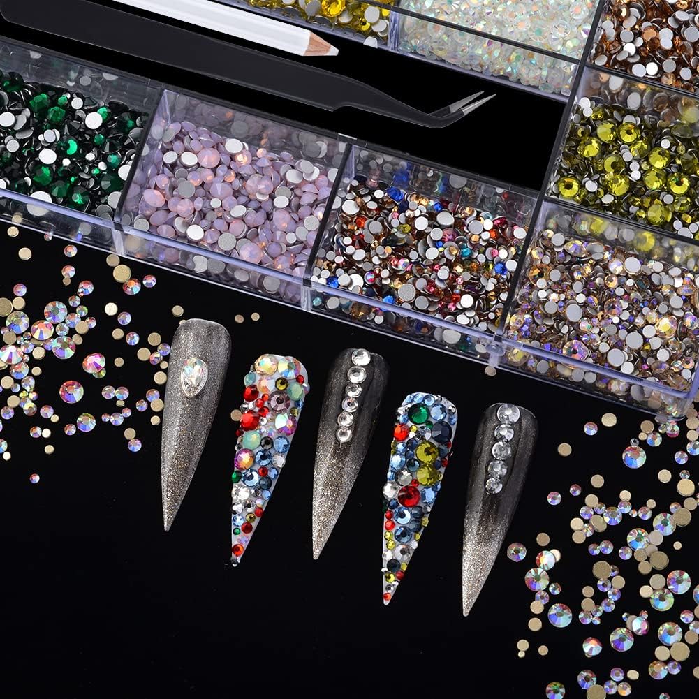 14400 Pcs Multi-Colored Nail Art Rhinestones & Glass Crystals Set with Picker