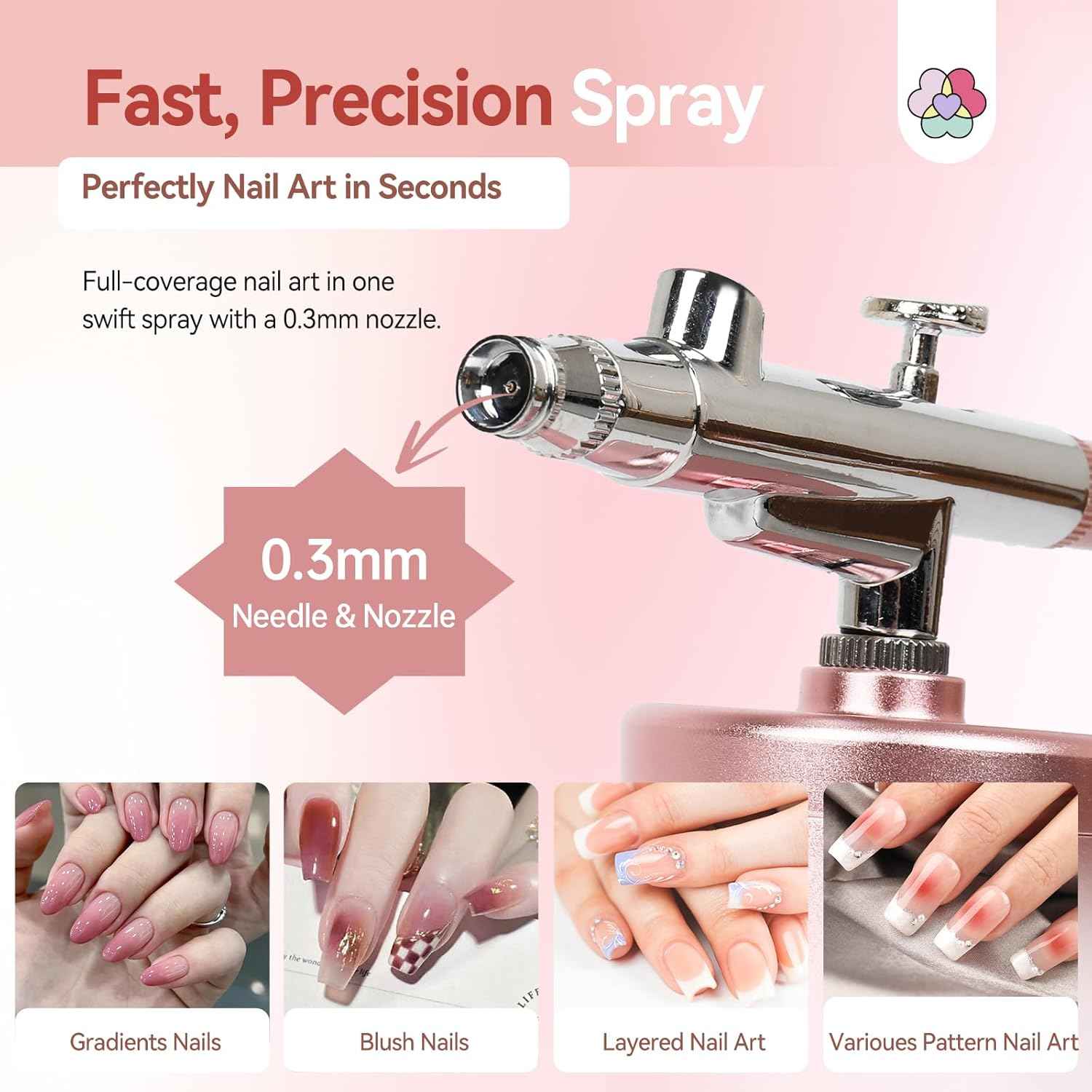Airbrush Nail Kit with 12 Gel Polish Colors - SAVILAND Professional Set