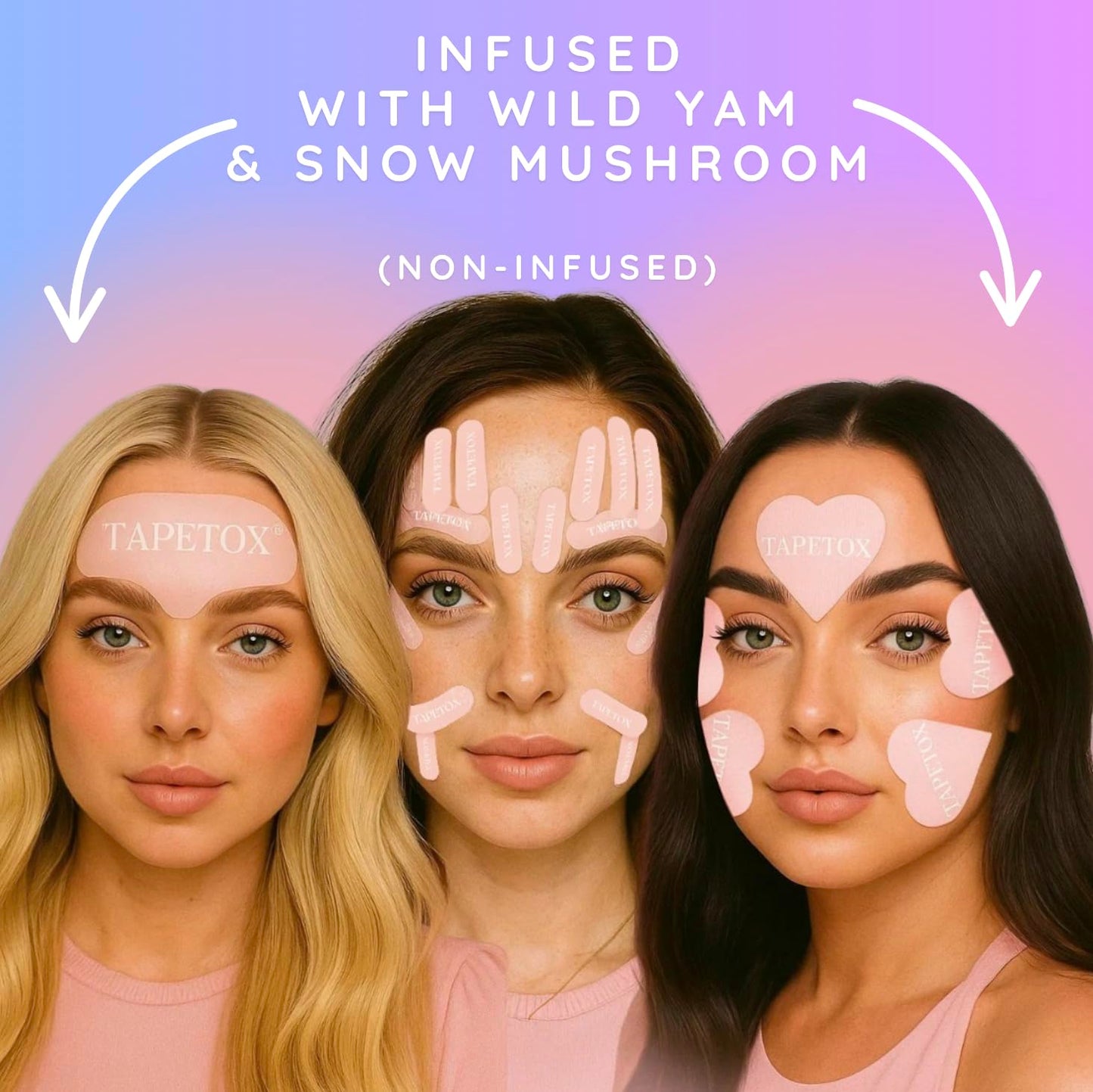 Skin Supervision TapeTox Hearts Face Patches Infused with Wild Yam and Snow Mushroom, Overnight Treatment, 30 Heart-Shaped Patches, for 11 Lines, Smile Lines and Crow's Feet