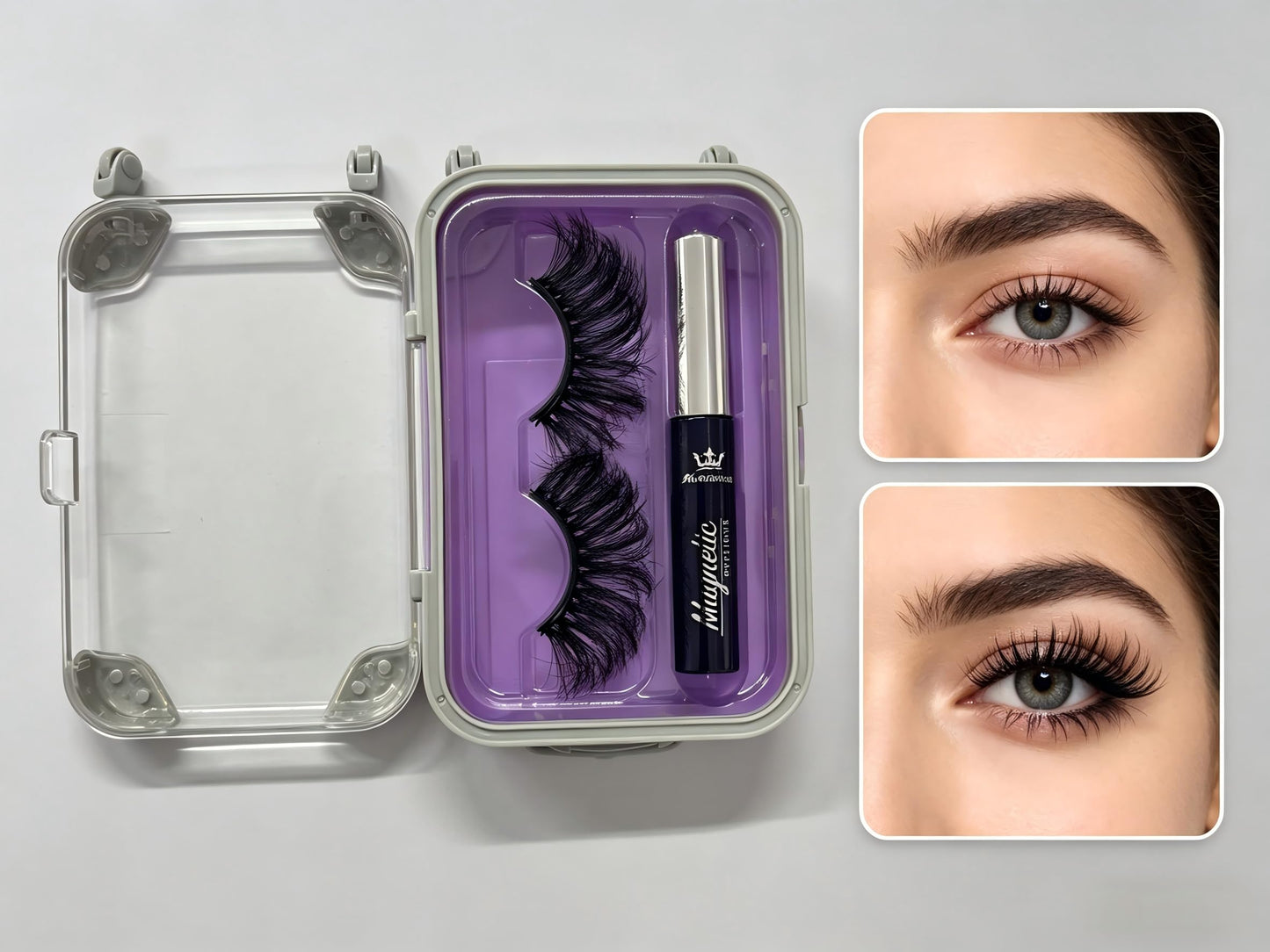 Amzmam Magnetic Eyelashes Natural Look,Magnetic Eyelashes and Eyeliner Kit,Natural Magnetic Lashes,Waterproof, Long Lasting, Easy Apply. (Black-14)