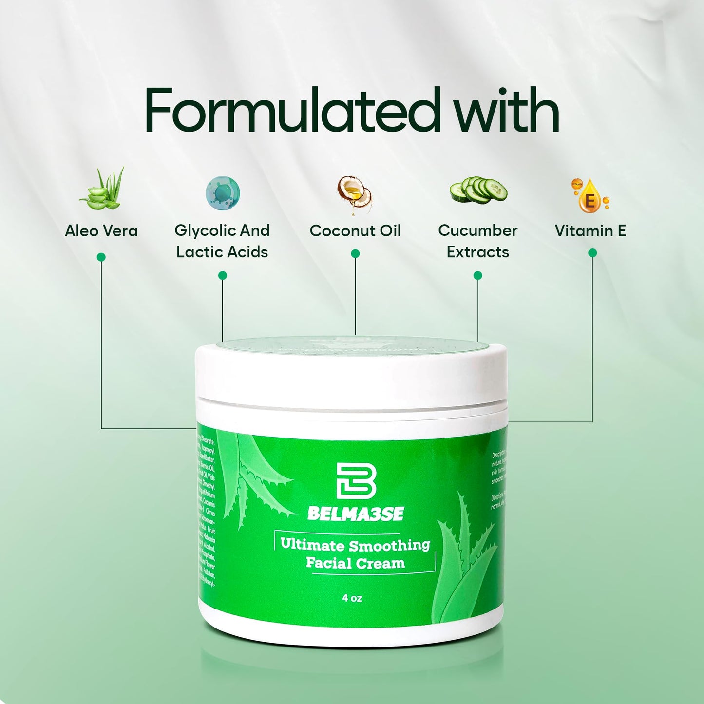 Ultimate Smoothing Facial Cream – Hydrating Anti-Aging Moisturizer for Face with Aloe Vera, Coconut Oil, Cucumber Extracts, Glycolic & Lactic Acid & Vitamin E Nourishing Facial Moisturizer for Women