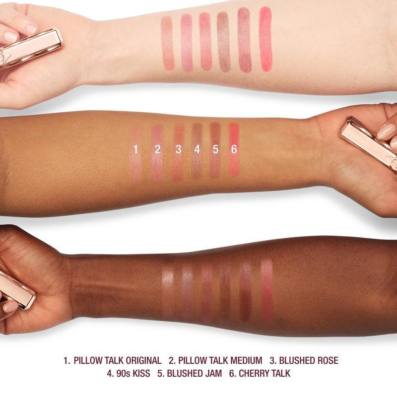 Charlotte Tilbury Pillow Talk Blush Balm Lip Tint - Long-Lasting, Buildable Sheer Tint with Peptides for Hydrated, Blushed Looking Lips - 24 HR Hydration - Blushed Jam