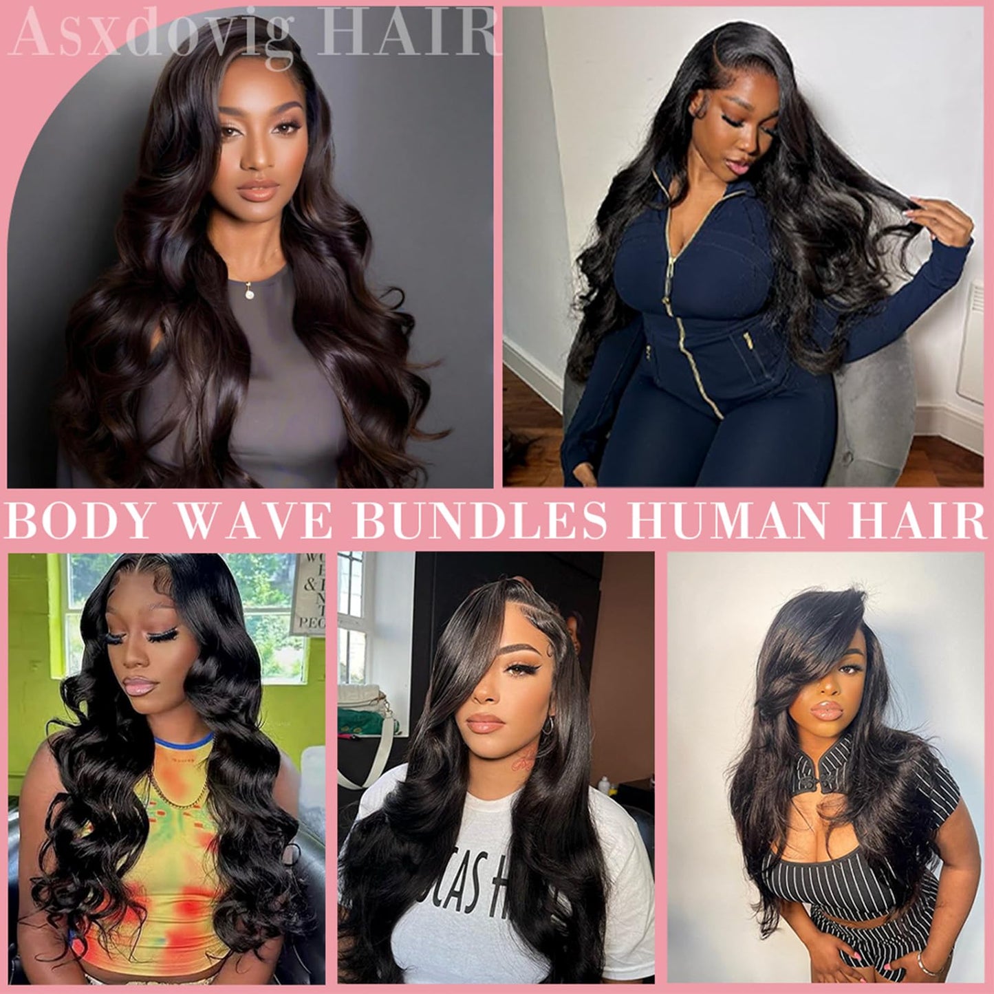 Asxdovig 12A Human Hair Bundles 10 12 14 Inch Body Wave Bundles Human Hair 100% Unprocessed Brazilian Virgin Weave 3 Bundle Real Natural Black Wet and Wavy Human Hair Extensions 1B Color for Women